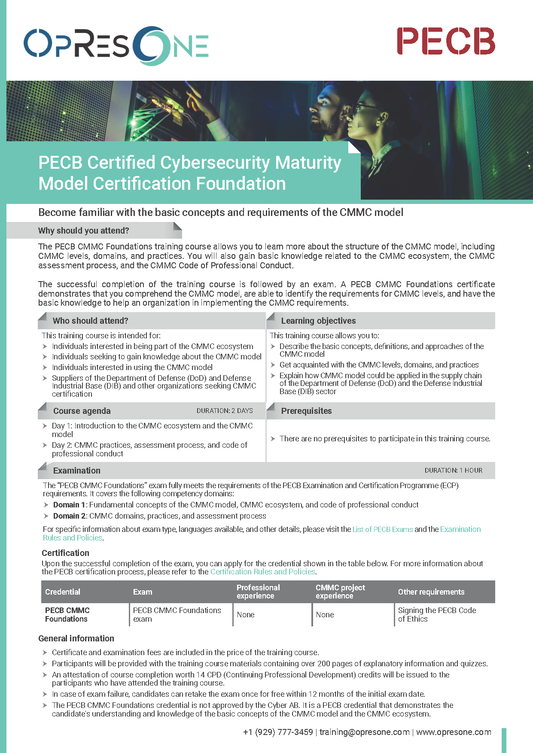 CMMC (Cybersecurity Maturity Model Certification) Foundations Course