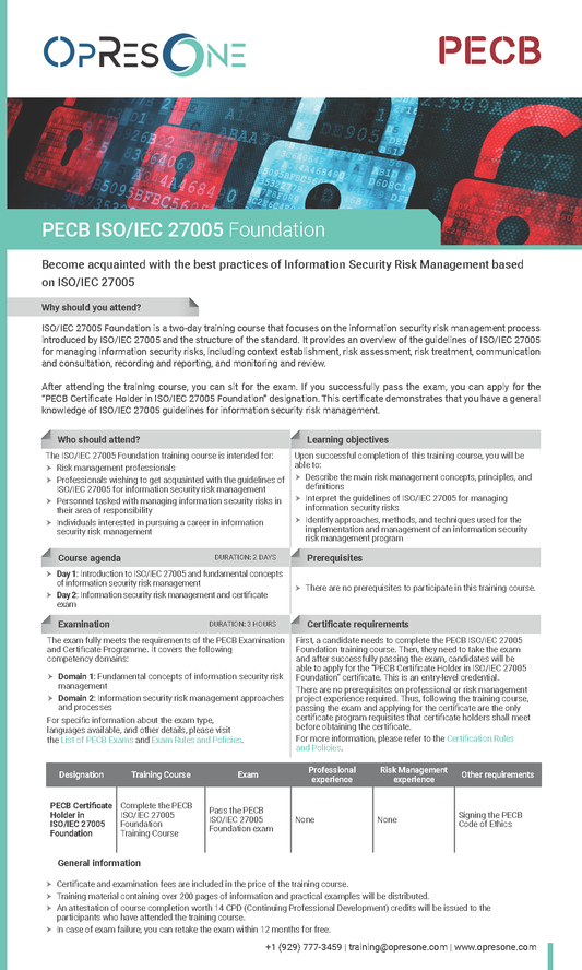 ISO/IEC 27005 Foundation Course