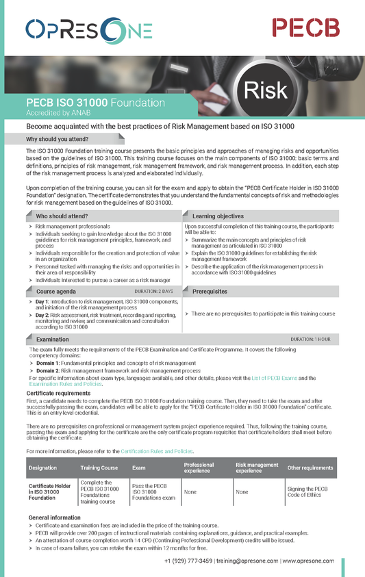 ISO 31000 Foundation Orientation Course